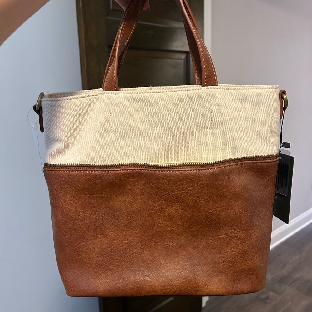 Leather x Fabric Purse, Anthropology, Never used, super spacious